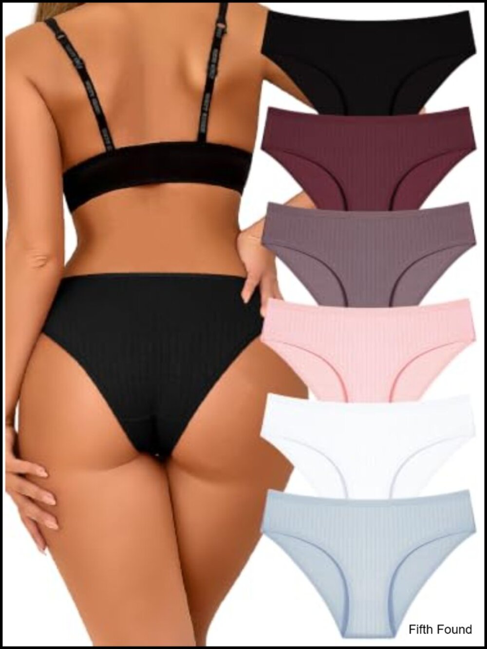 Women's Cotton Cheeky Bikini Underwear Low Rise Ribbed Knit 6 Pack Breathable